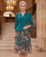 Compleu Turcoaz cu Fustă Florală – avatar 5
