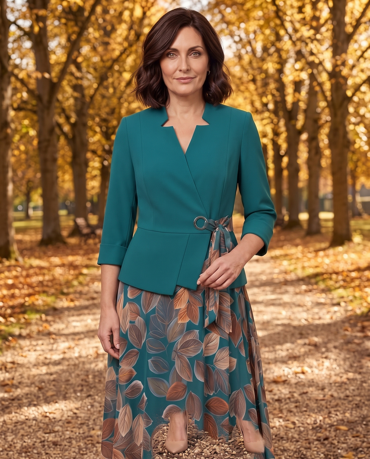 Compleu Turcoaz cu Fustă Florală – avatar 8